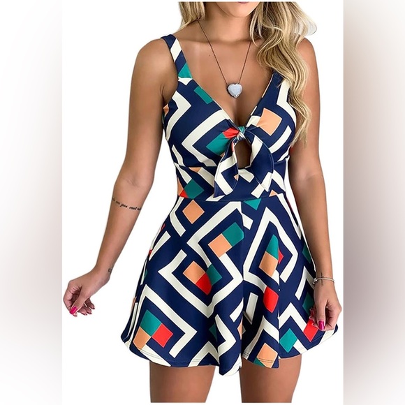 Pants - Womens Floral V Neck Boho Summer Jumpsuit/Romper